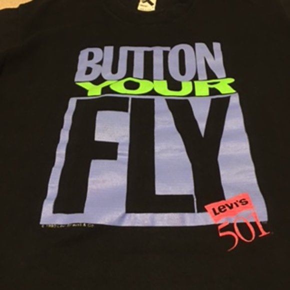 Vintage Levi's "Button Your Fly" T-Shirt  Size Large - Picture 1 of 8